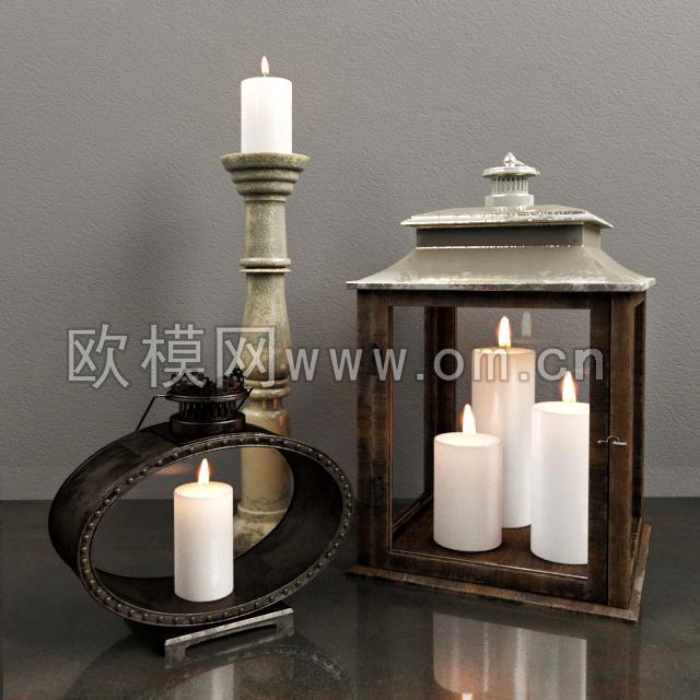 欧式烛台蜡烛组合3D模型