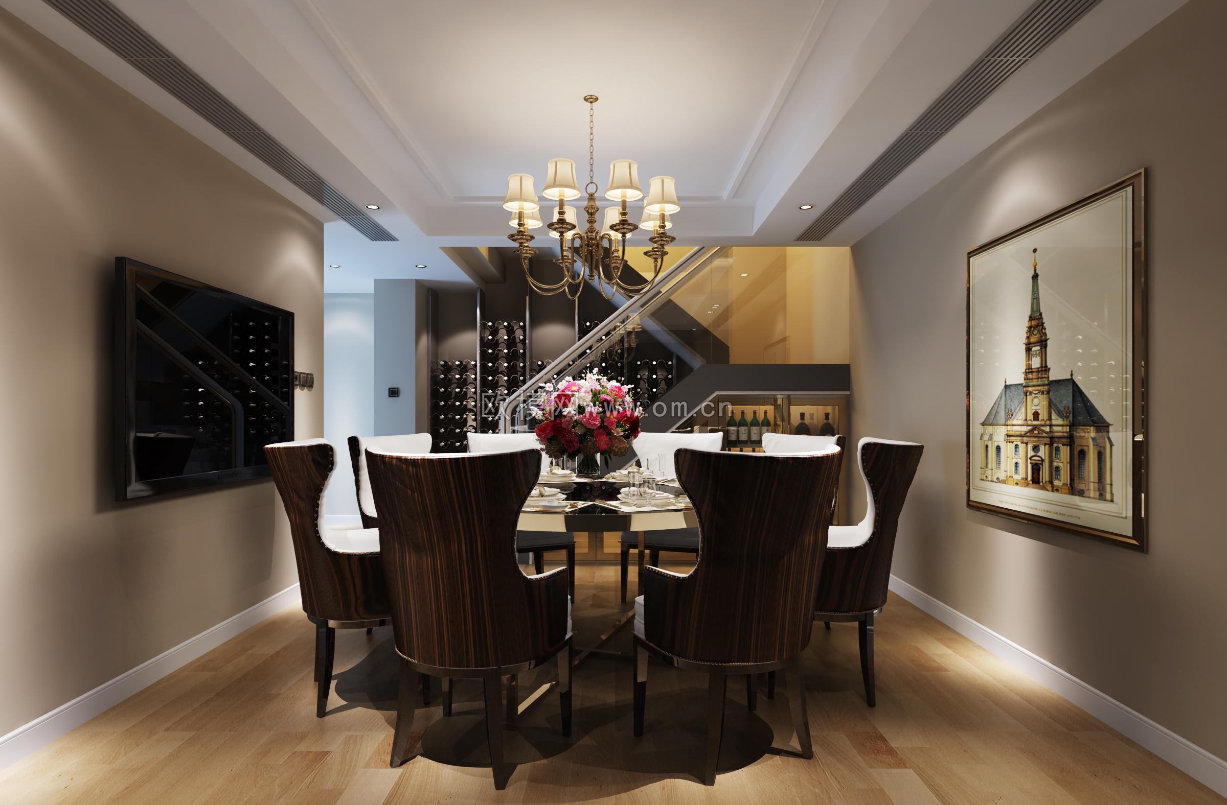 现代餐厅空间3d模型-免费3dmax模型库-欧模网