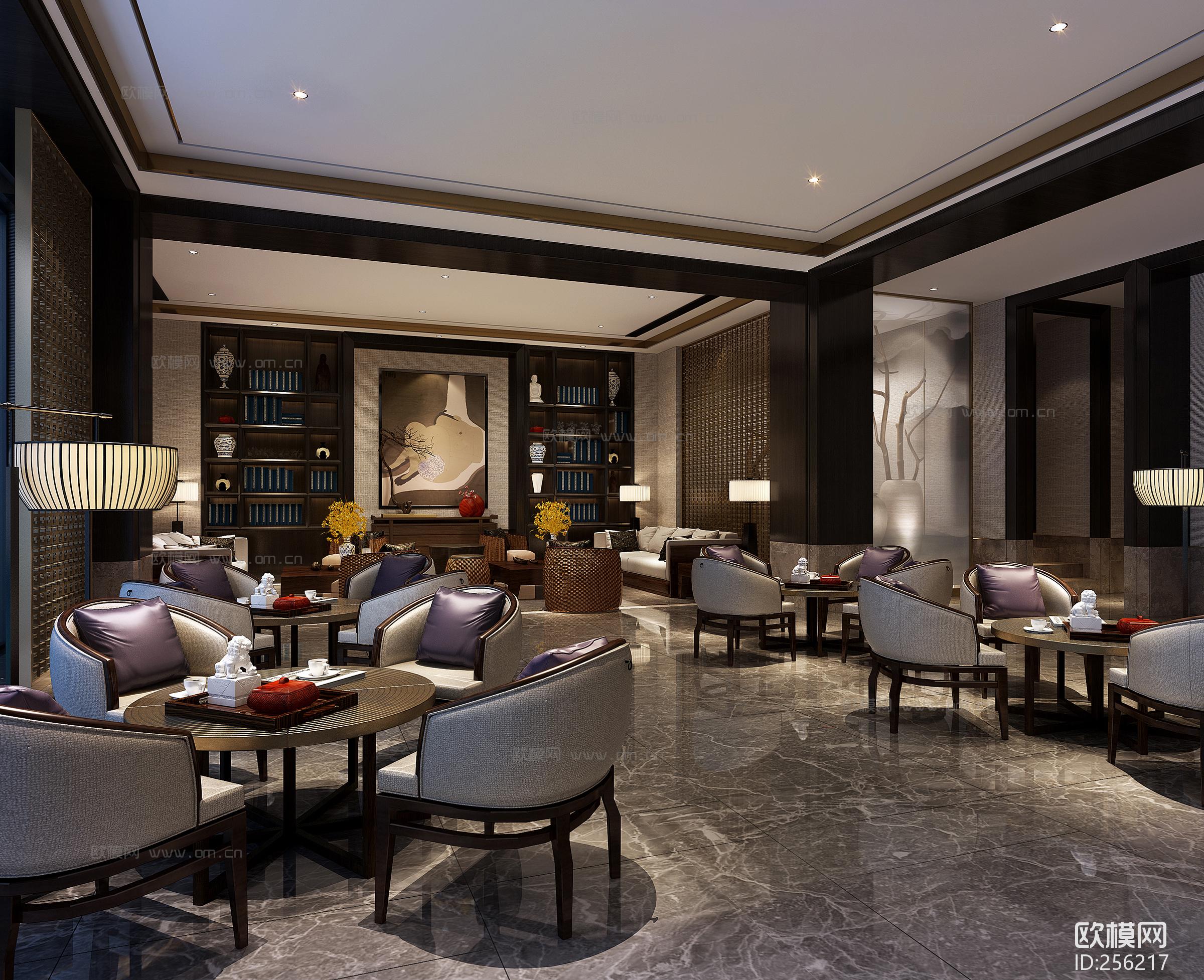 新中式售楼处大堂接待区3d模型