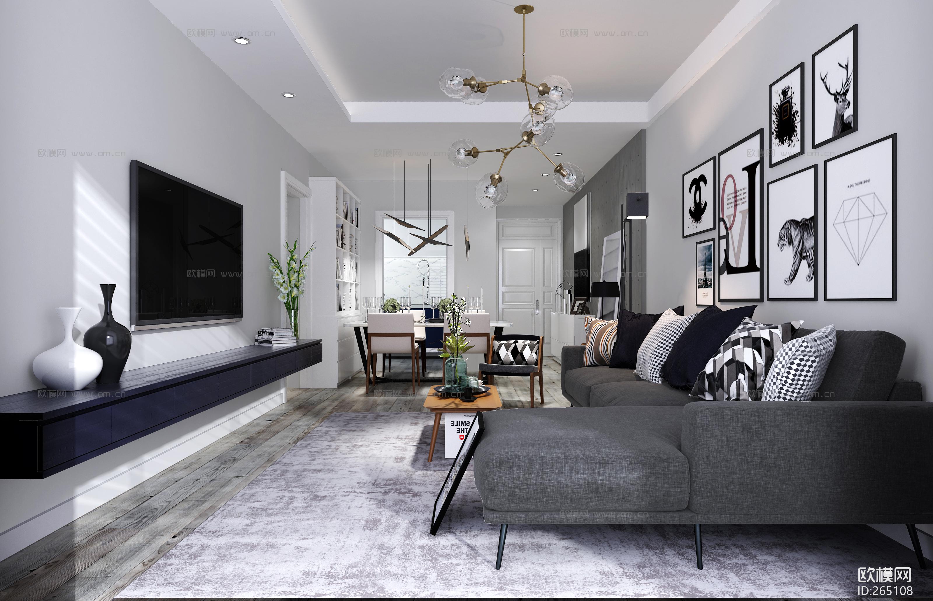 北欧客厅3d模型