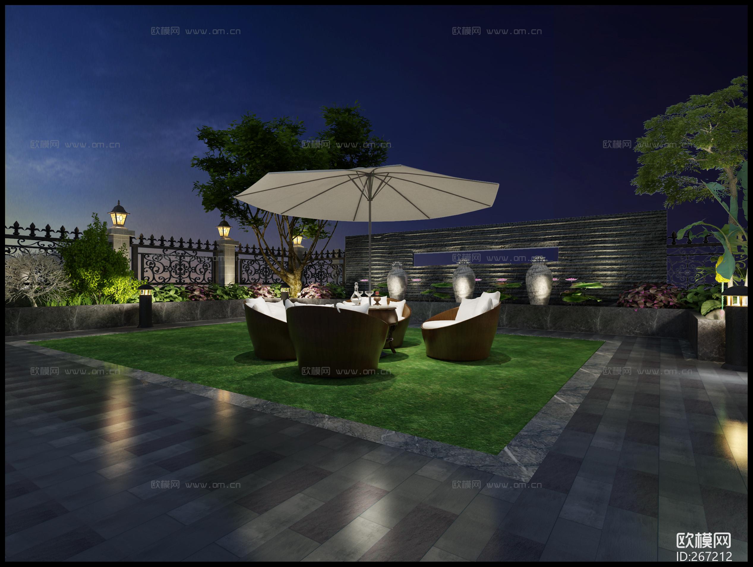 现代户外庭院阳台沙发组合3D模型