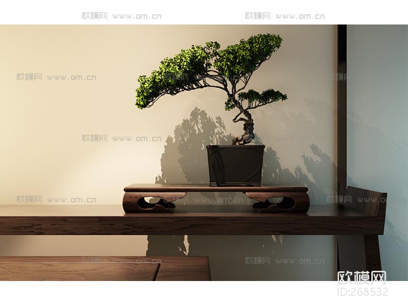 新中式松树盆栽植物3D模型