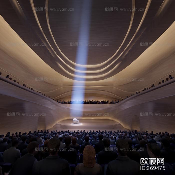  现代大型剧院演艺厅3D模型