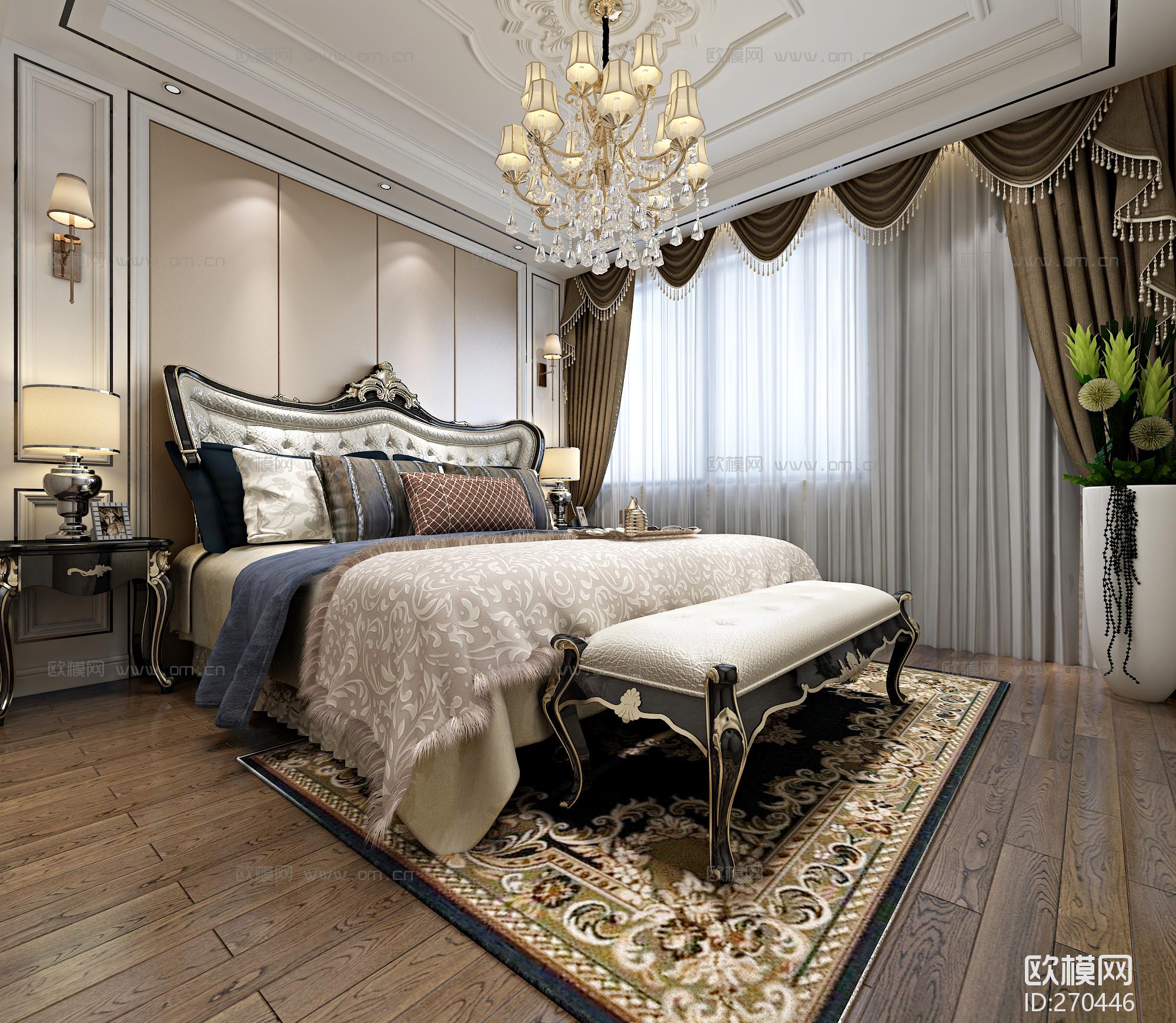 欧式新古典卧室3d模型