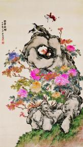   居廉 富贵白头图 绢本132.5x75 