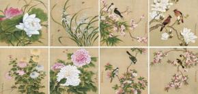   余稚 花鸟图 绢本37x401-8 53x50.5 