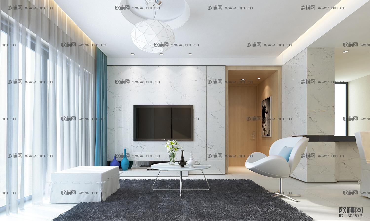 华日·城市理想B6 样板房施工图下载（渲染图3）