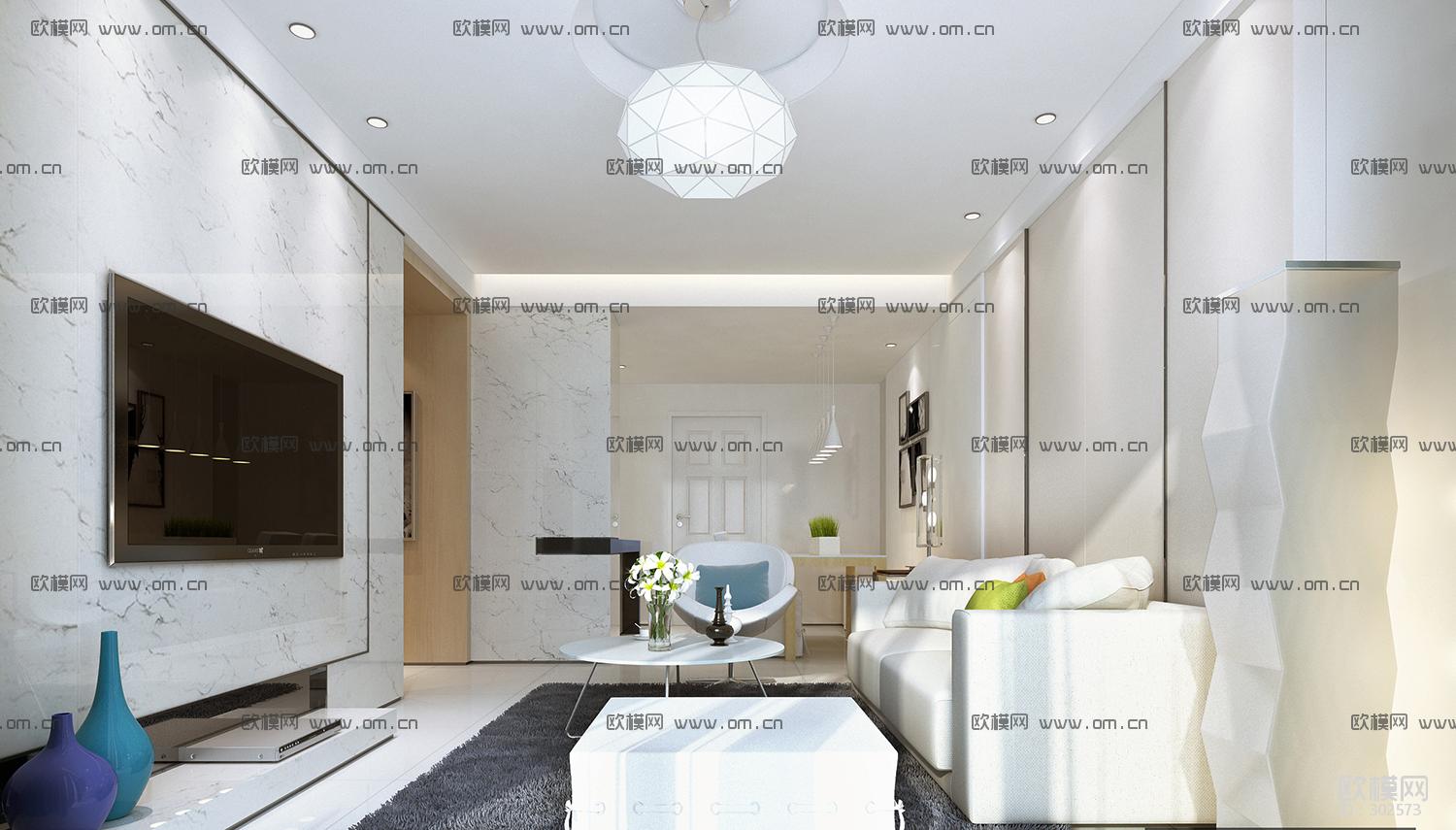 华日·城市理想B6 样板房施工图下载（渲染图4）