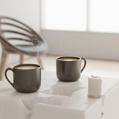 咖啡杯 蜡烛 桌面摆件