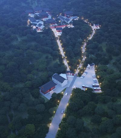 寺庙夜景 道观鸟瞰