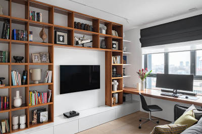 现代 简约 创意 书房 书柜 书桌椅