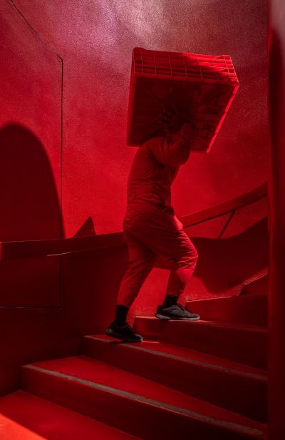 工业风 创意 艺术 红色 螺旋楼梯 楼梯
