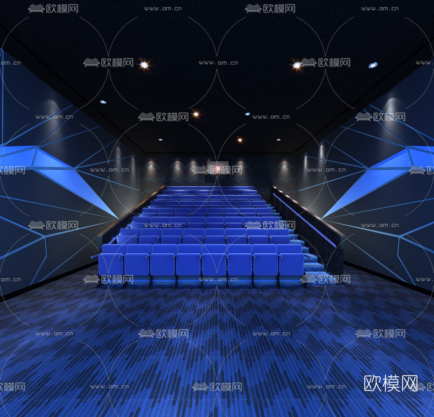 现代电影院放映厅3d模型下载（渲染图2）