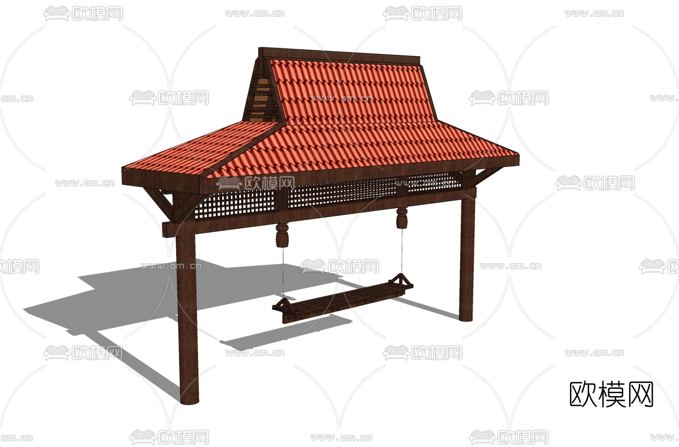 中式秋千免费su模型下载