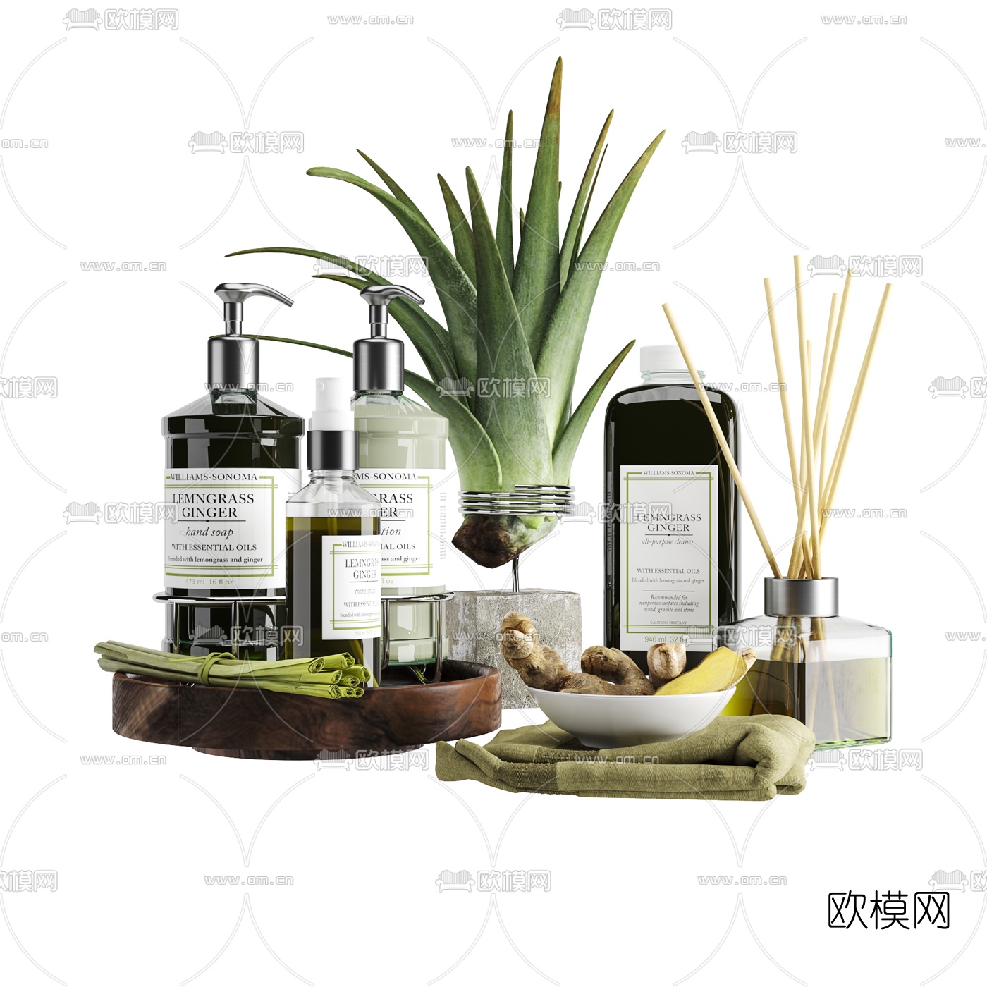 现代绿植盆栽洗浴用品3d模型下载