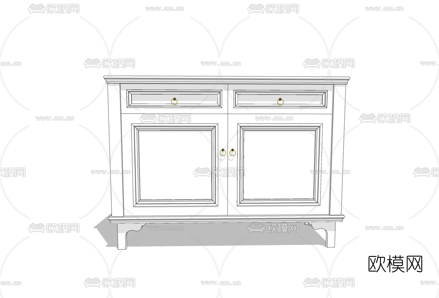 简欧边柜免费su模型下载
