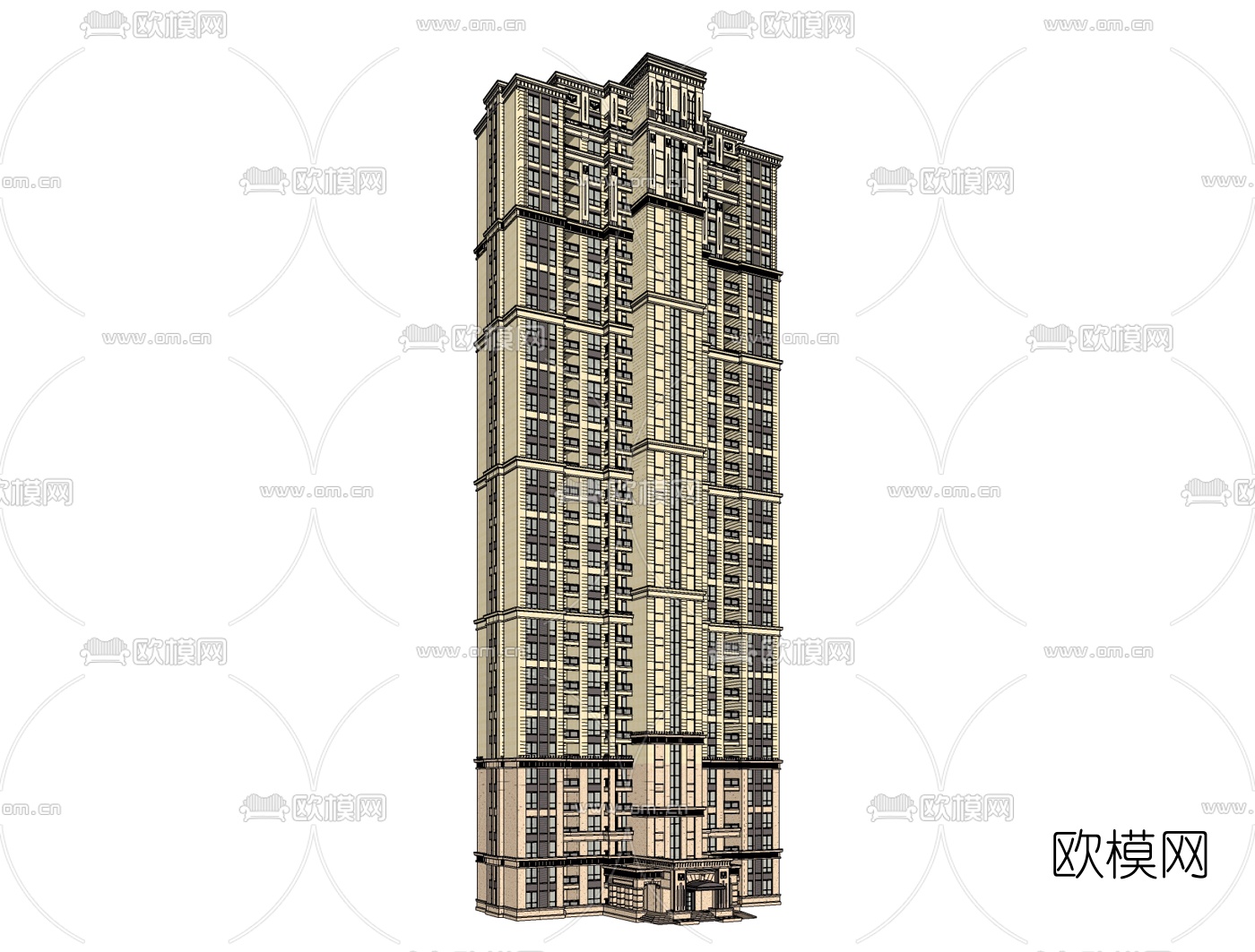 新古典高层公寓楼免费su模型下载