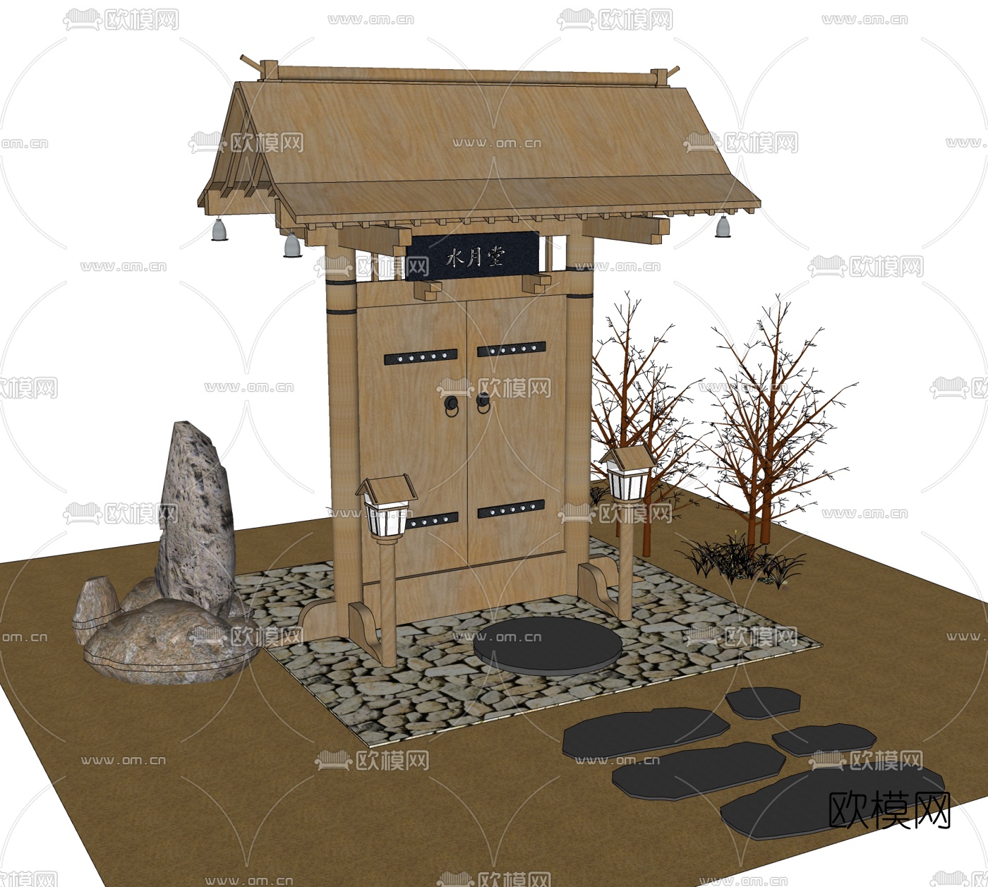 中式院门免费su模型下载