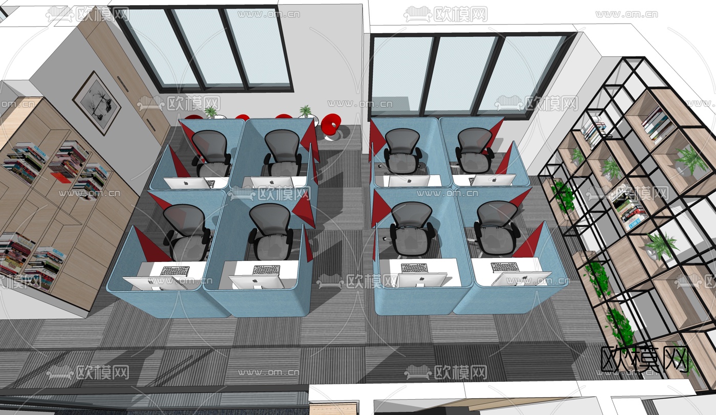 现代办公室su模型