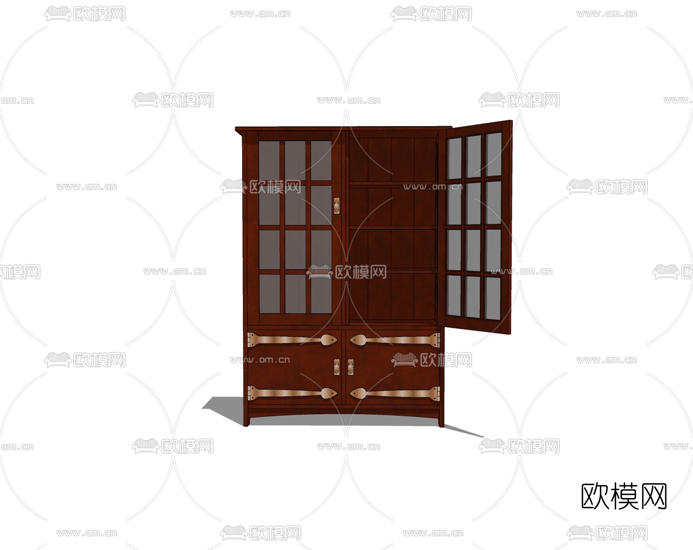 中式实木装饰柜免费su模型下载