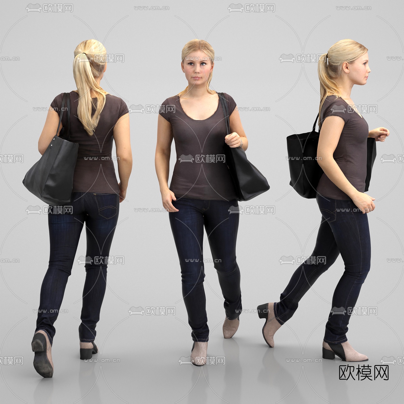 现代站姿女人3d模型下载