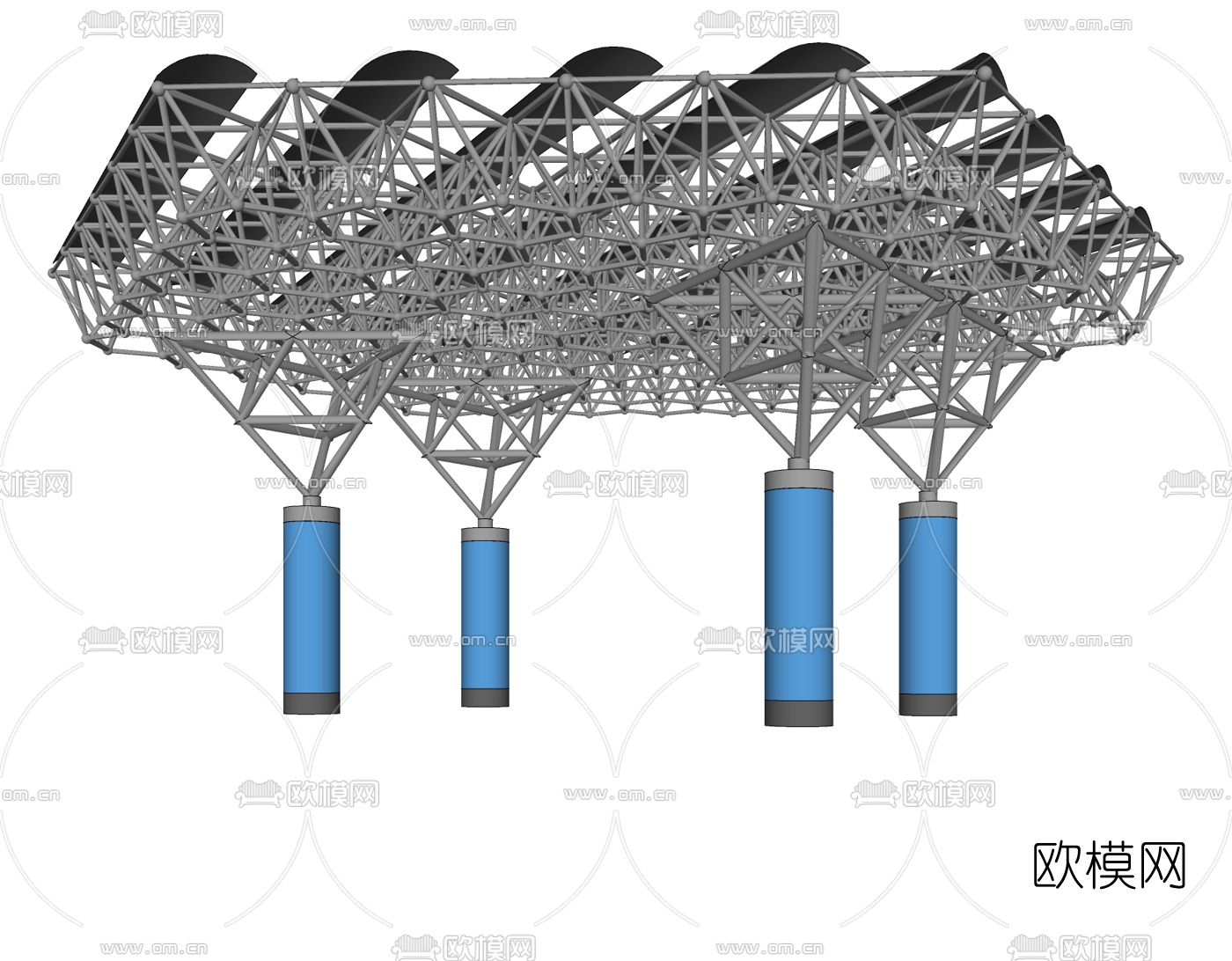 工业风金属廊架免费su模型下载
