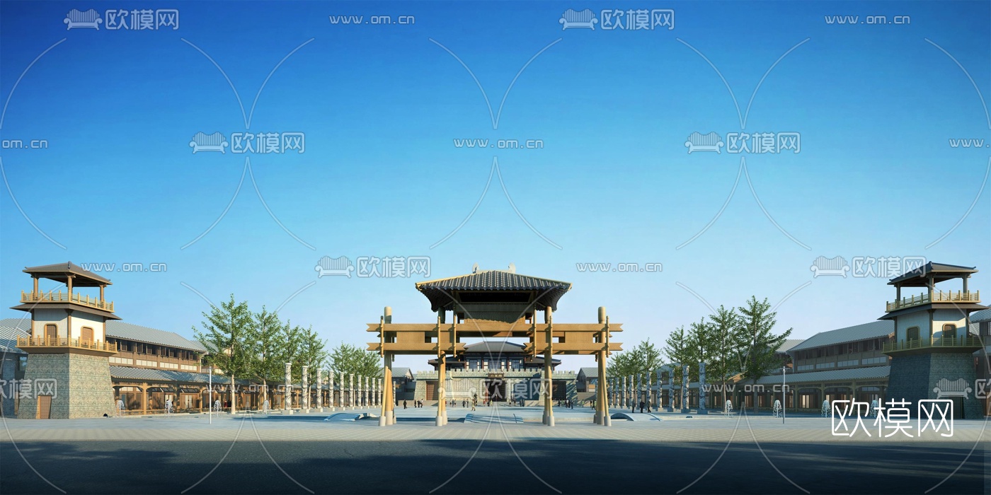 中式古建城楼3d模型