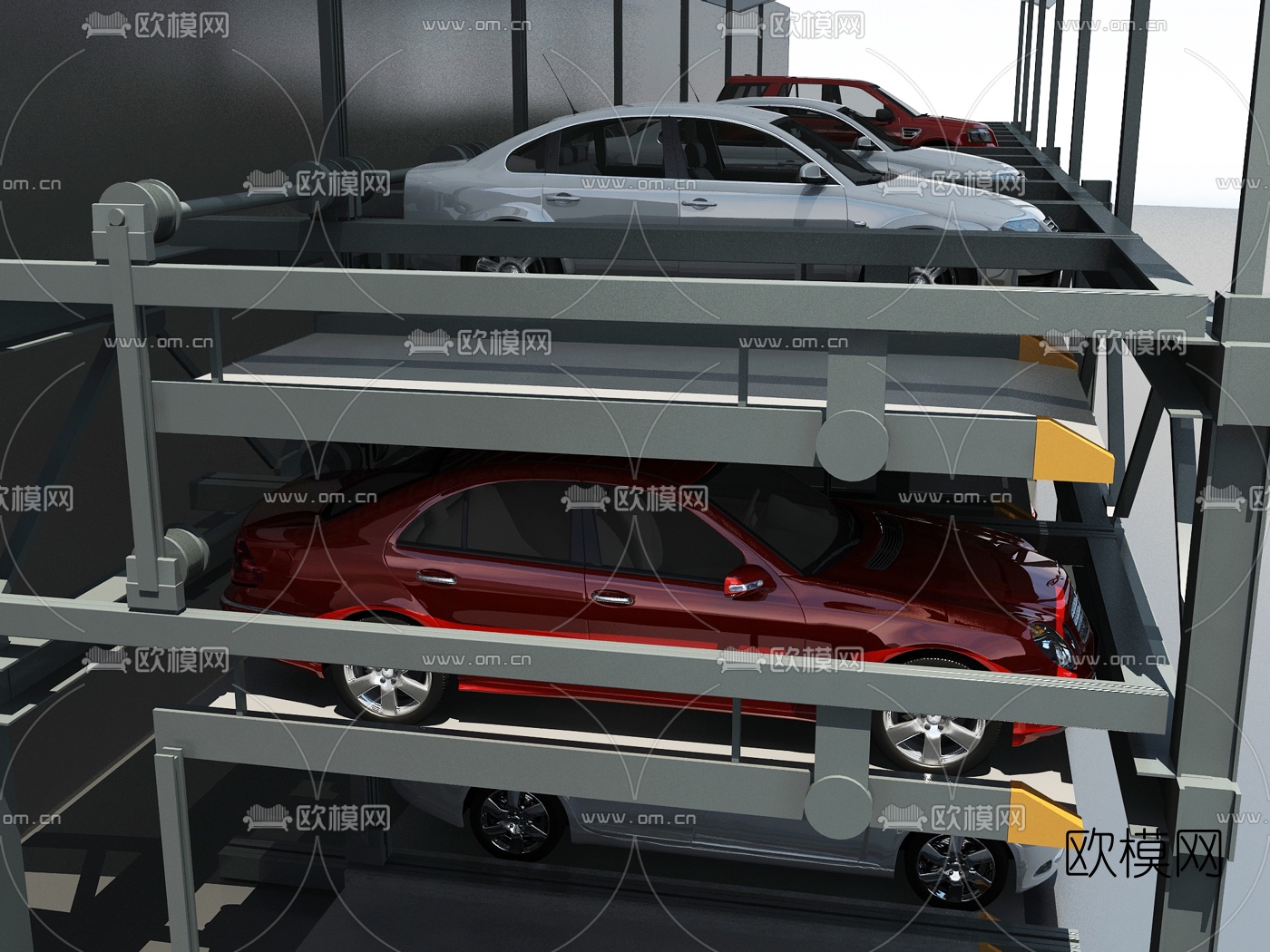 现代户外停车场3d模型