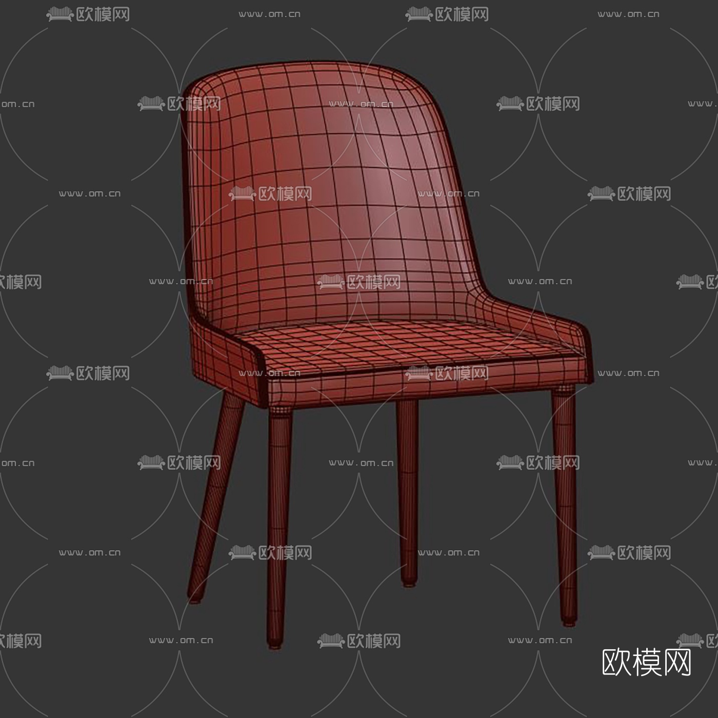 现代实木餐椅3d模型