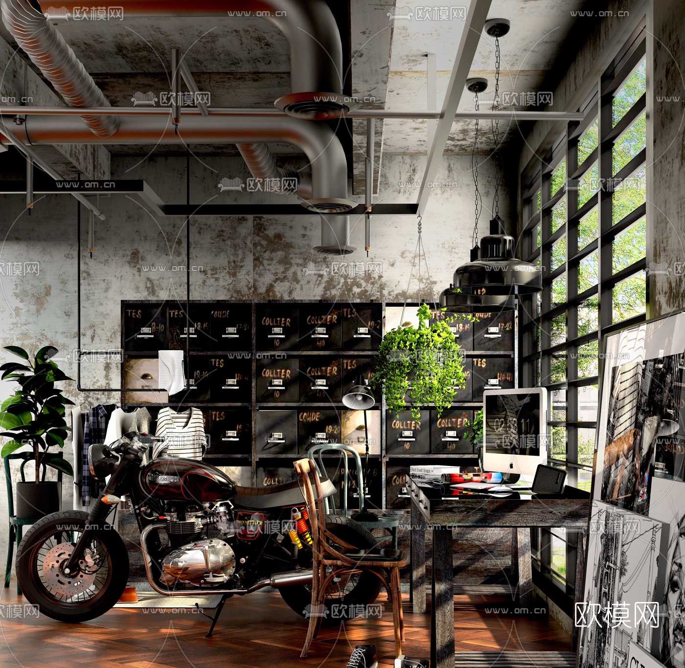 工业风储藏室su模型下载