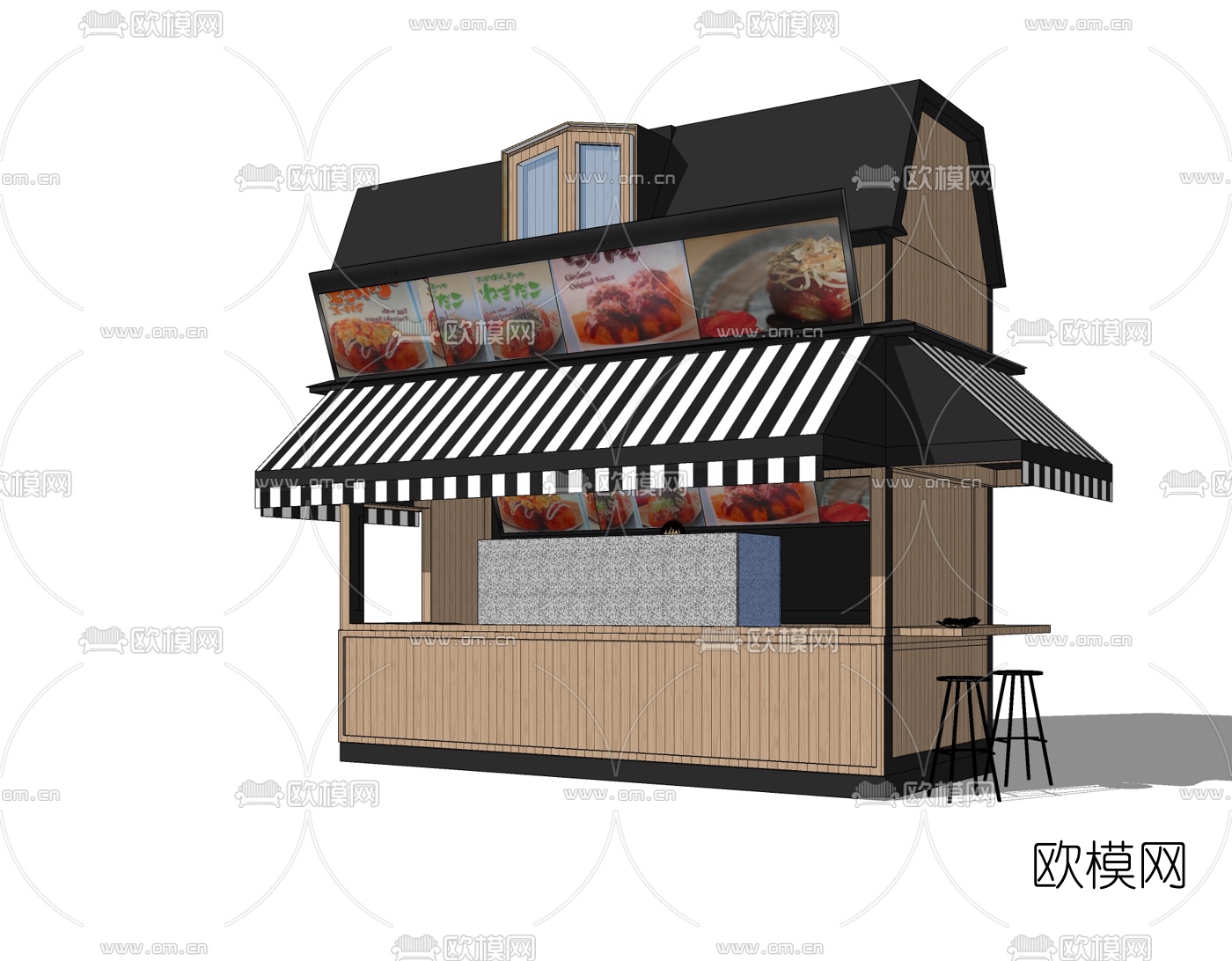 现代快餐店免费su模型下载