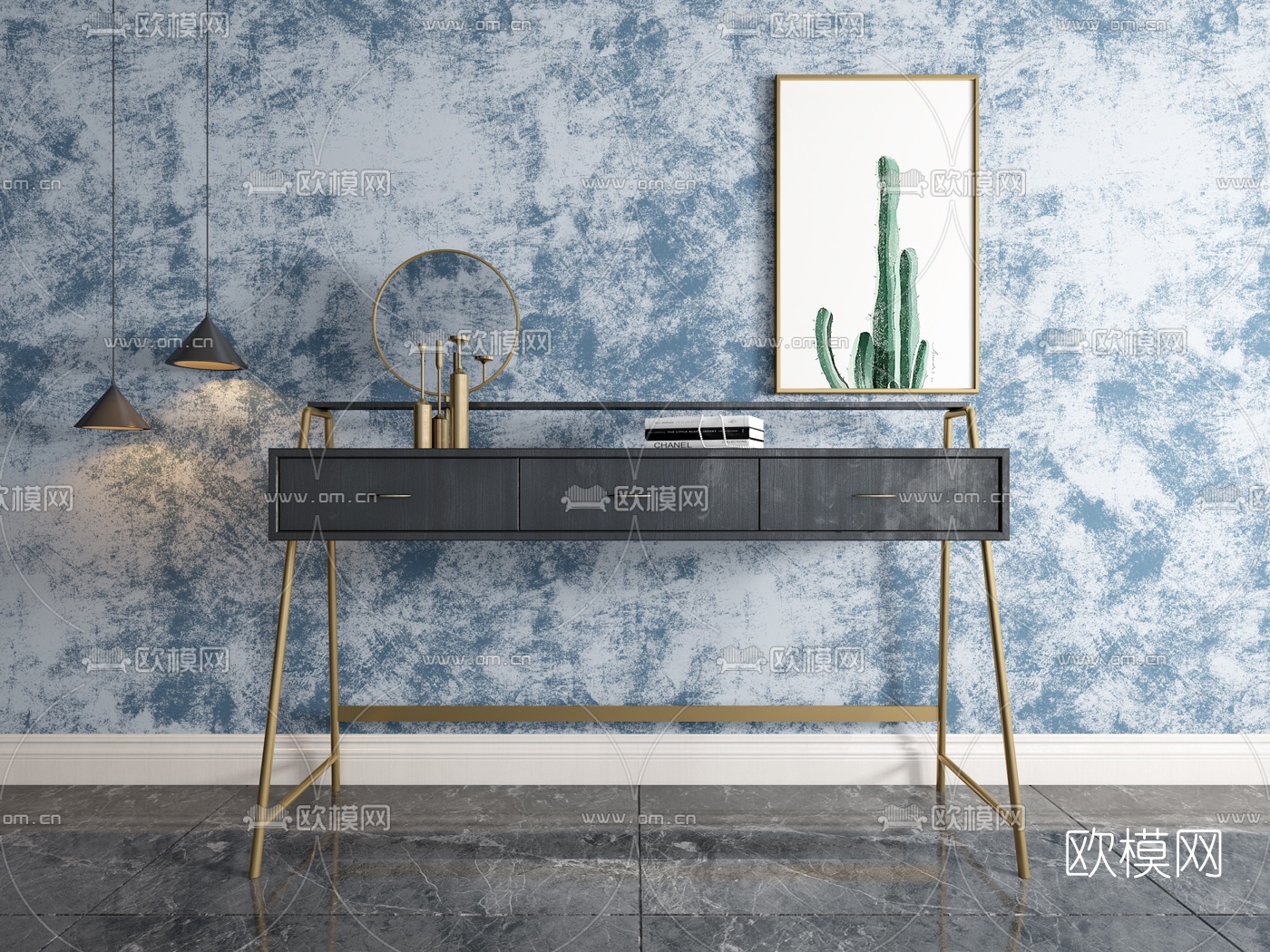 北欧梳妆台3d模型下载