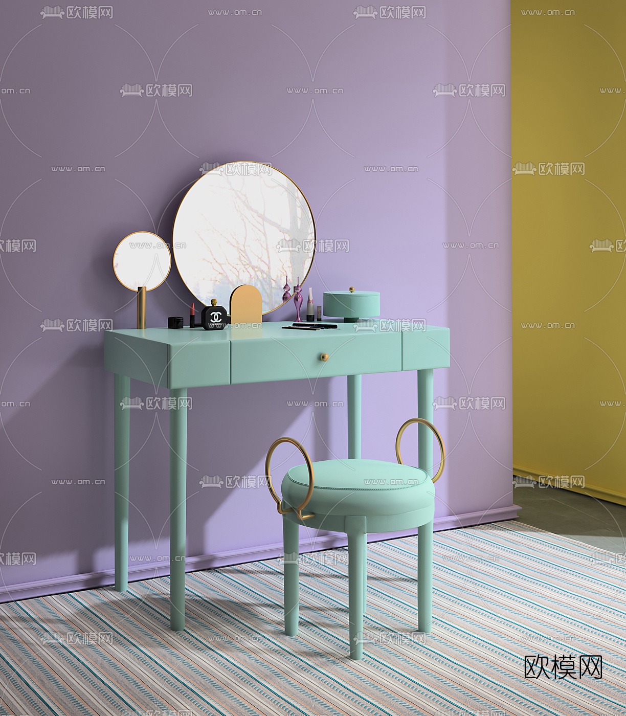 简欧梳妆台3d模型下载