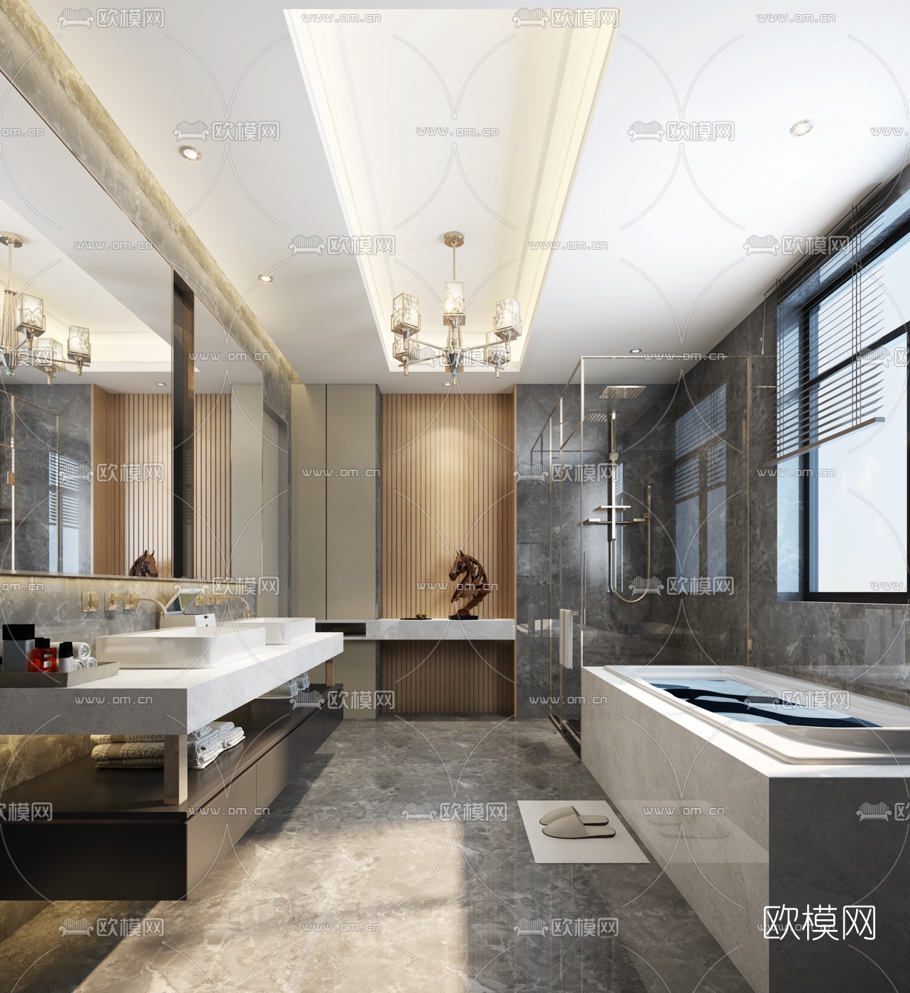 新中式浴室卫生间免费3d模型