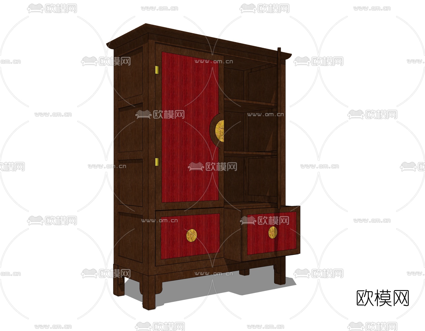 中式衣柜免费su模型下载