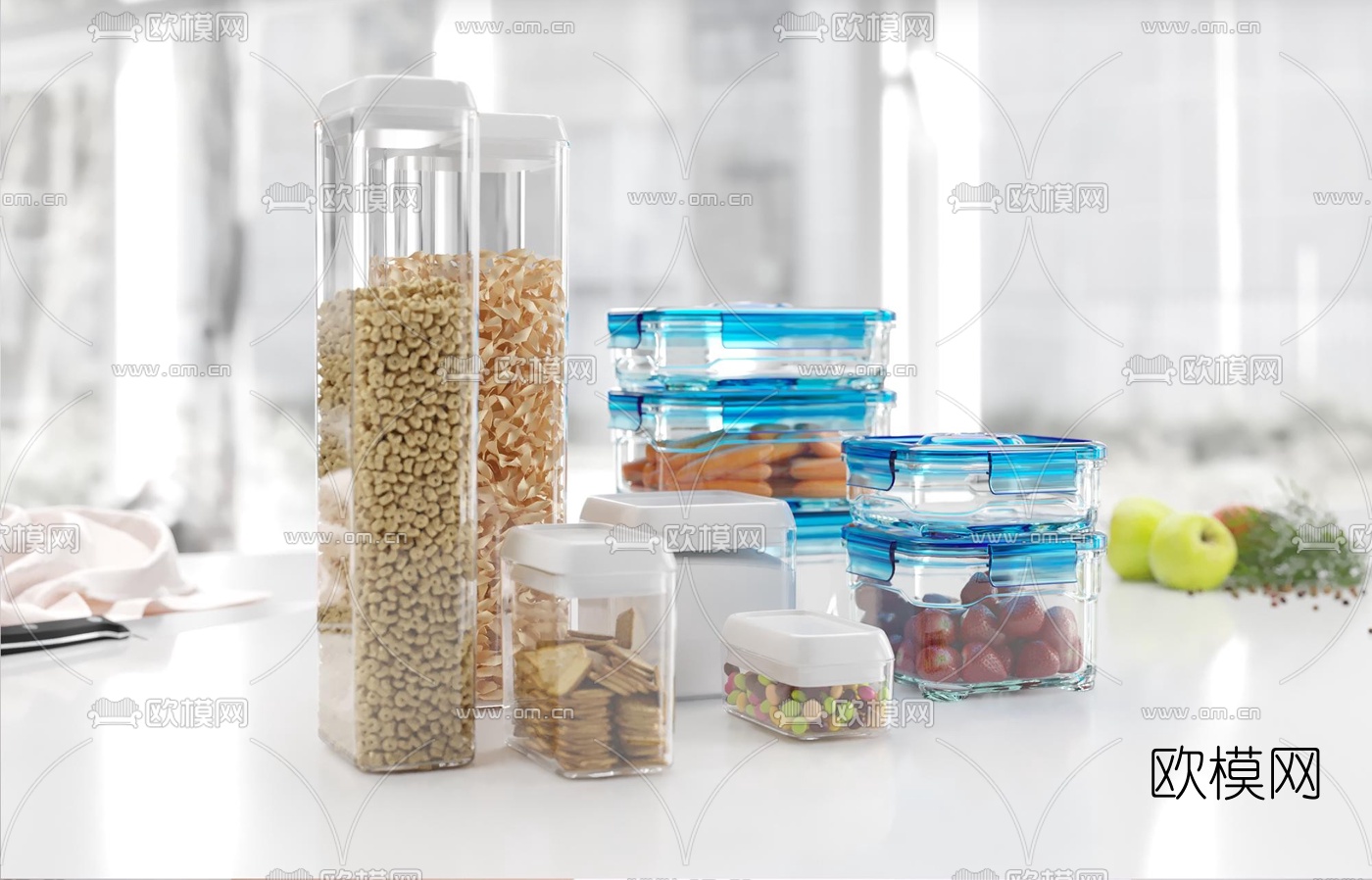 现代饼干糖果食品3d模型