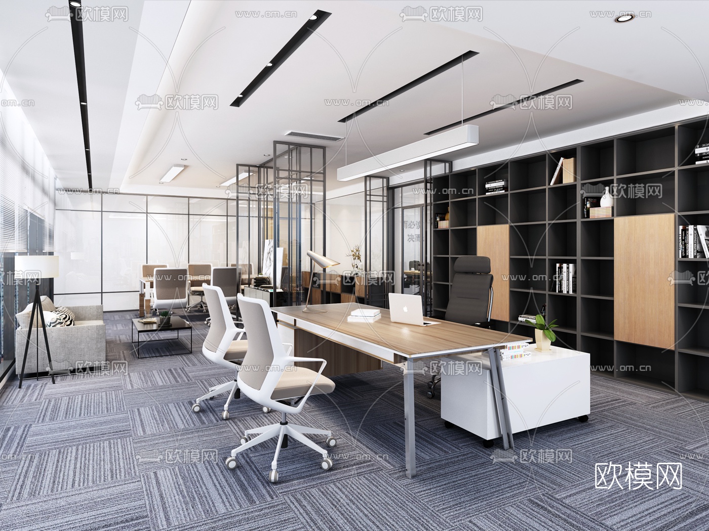 现代办公室办公区3d模型