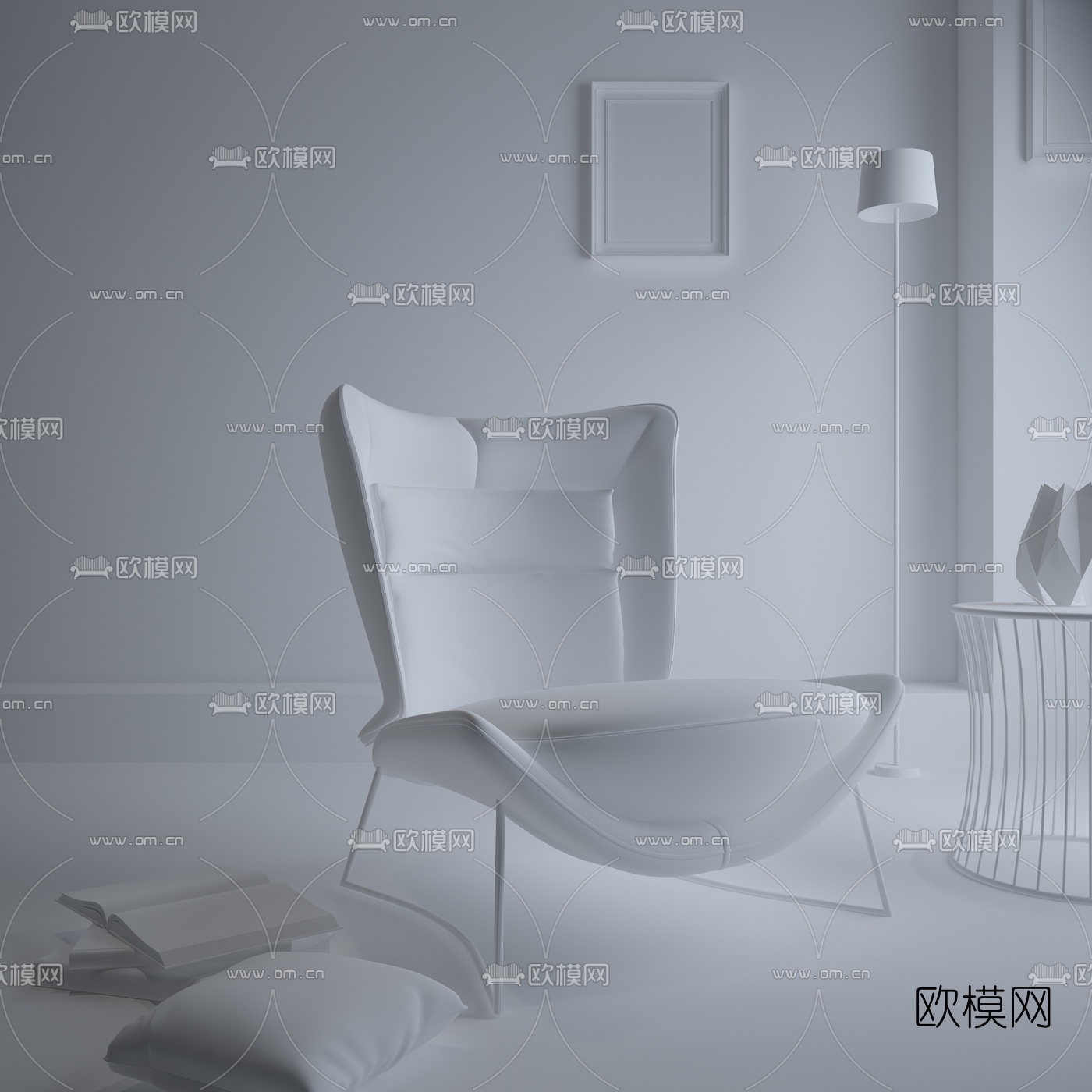 现代休闲椅落地灯3d模型