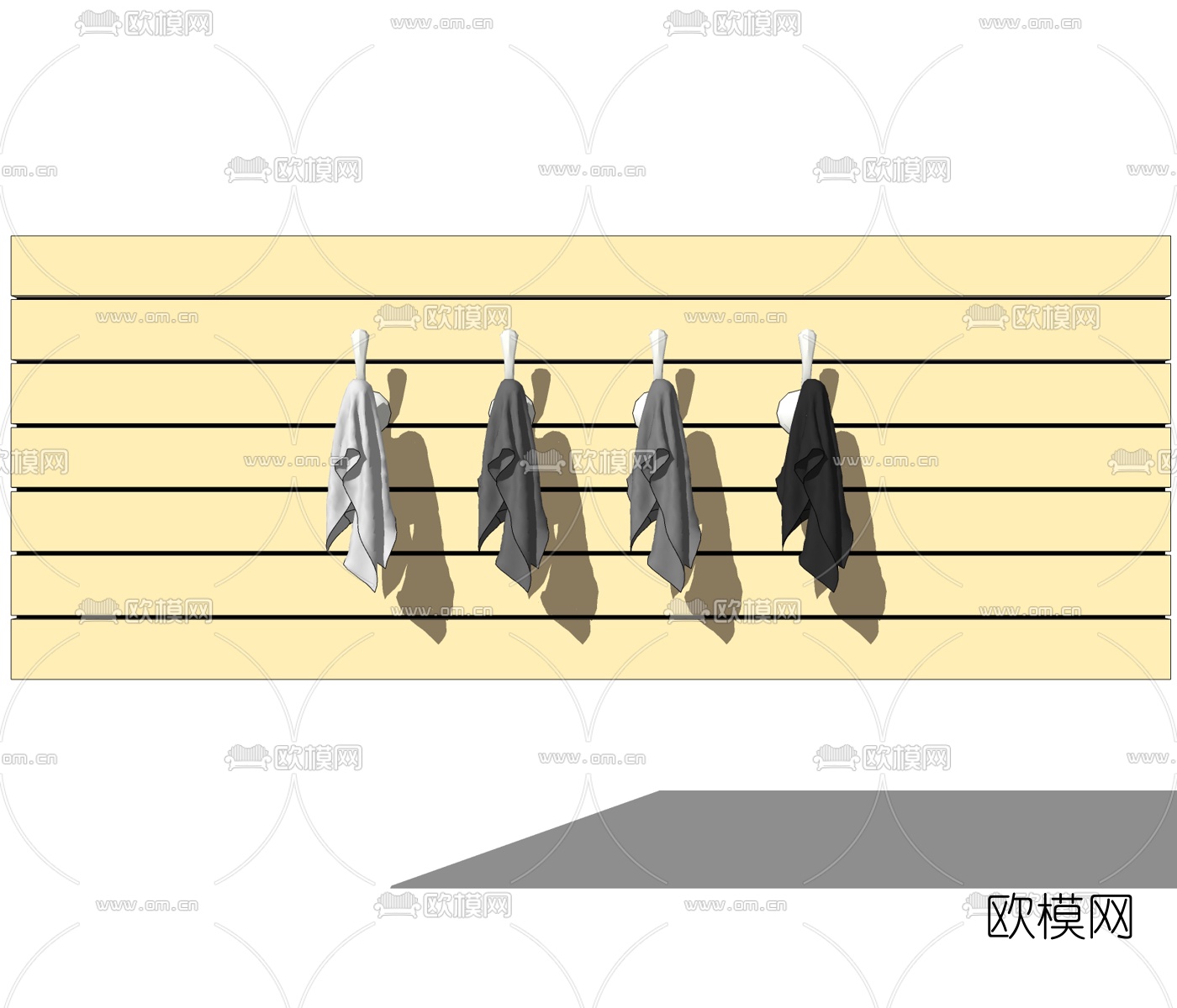 现代毛巾浴巾免费su模型下载