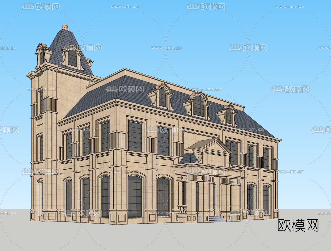 法式别墅免费su模型下载