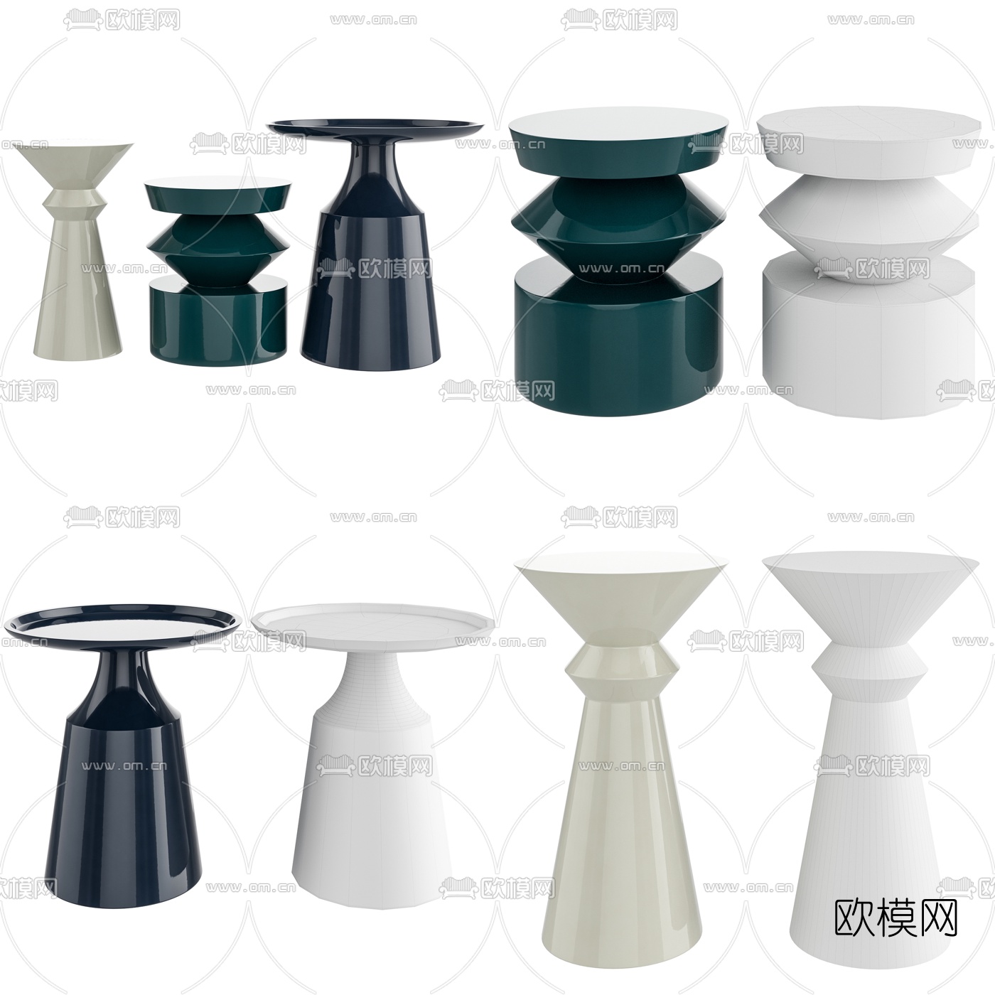 现代边几圆几3d模型下载