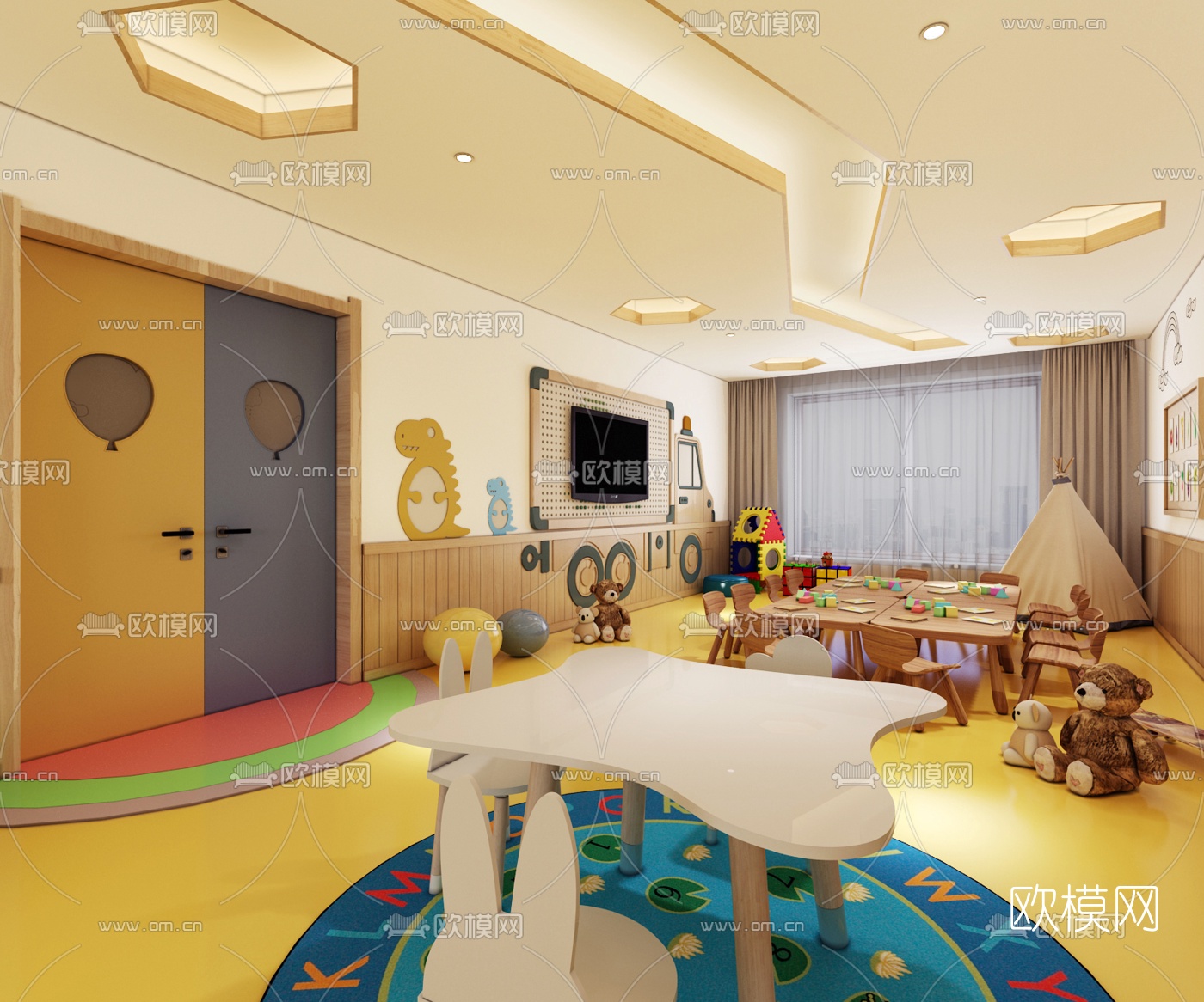 现代幼儿园教室免费3d模型