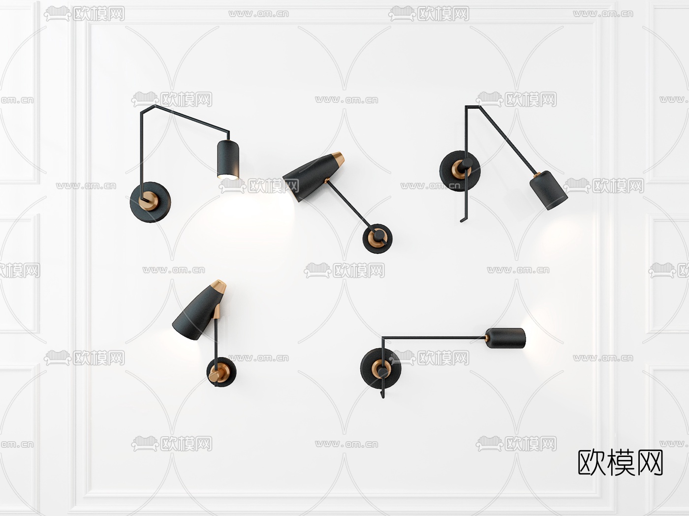 后现代壁灯组合3d模型下载