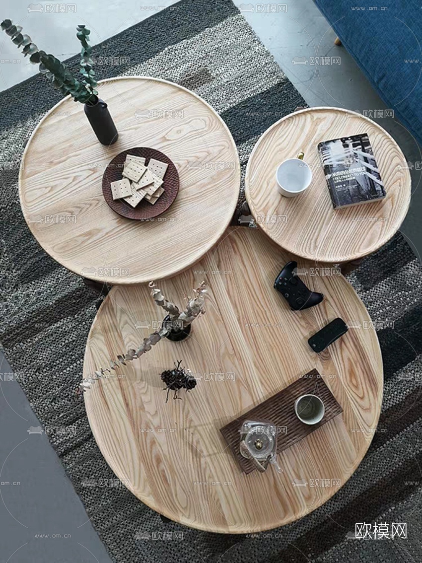 北欧茶几圆几su模型下载（渲染图1）