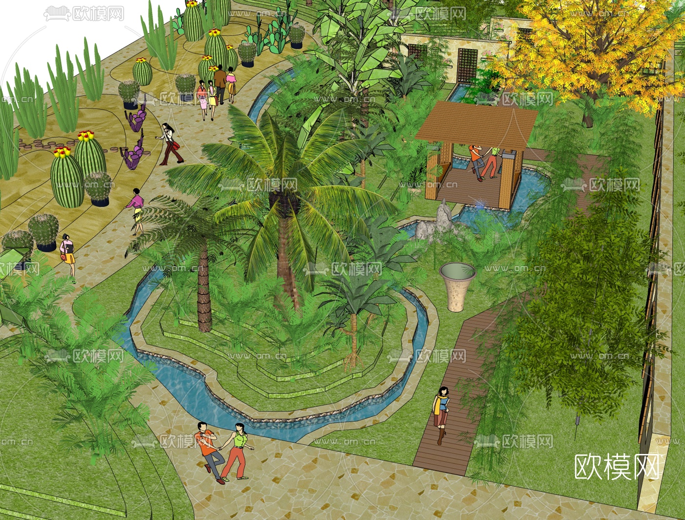 现代公园景观免费su模型下载