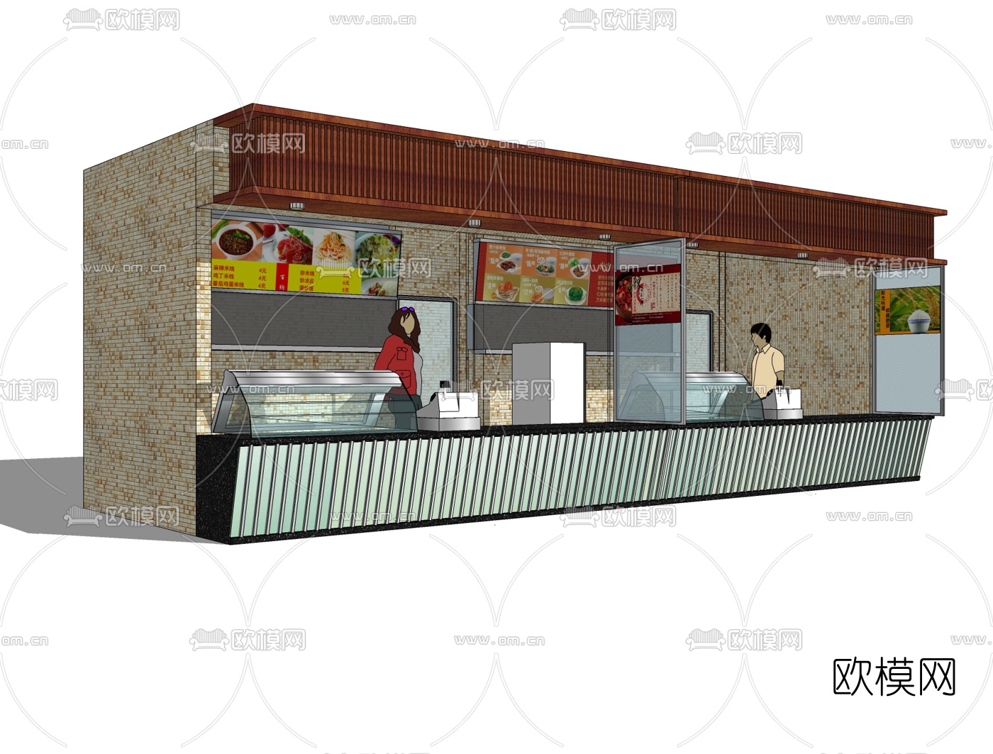 现代快餐厅免费su模型下载