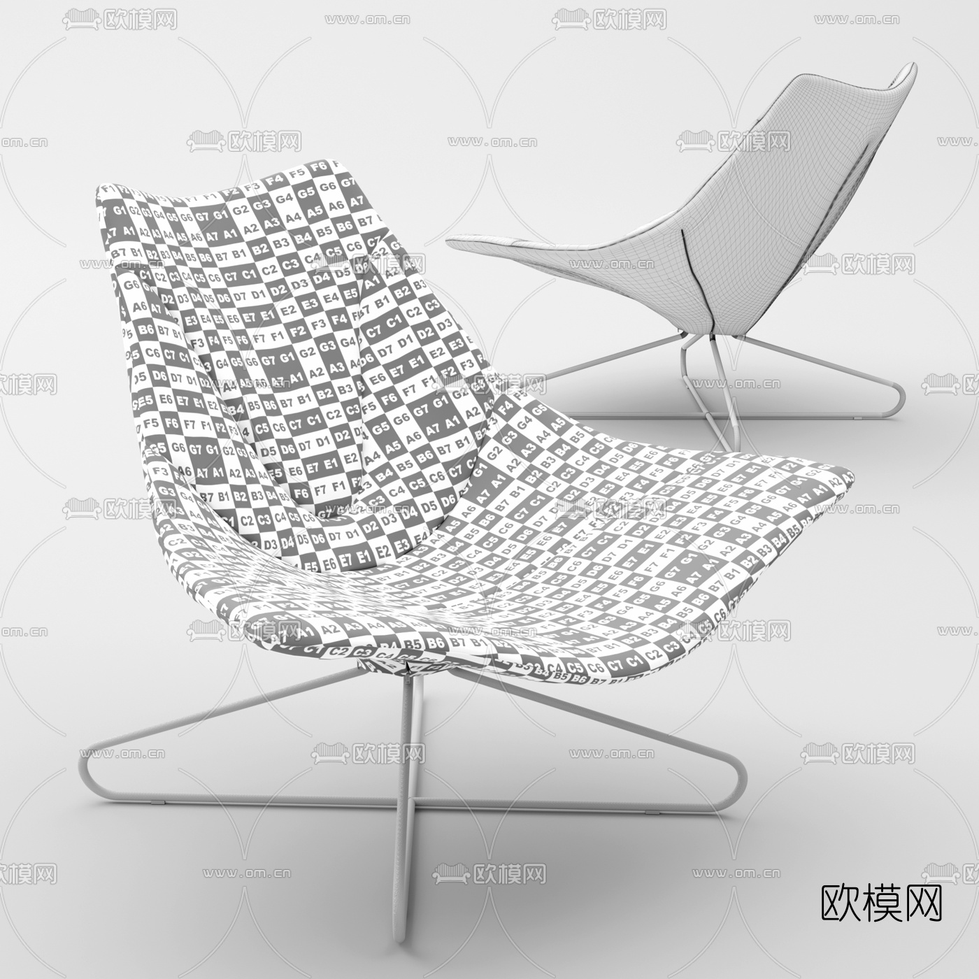 现代布艺休闲椅3d模型