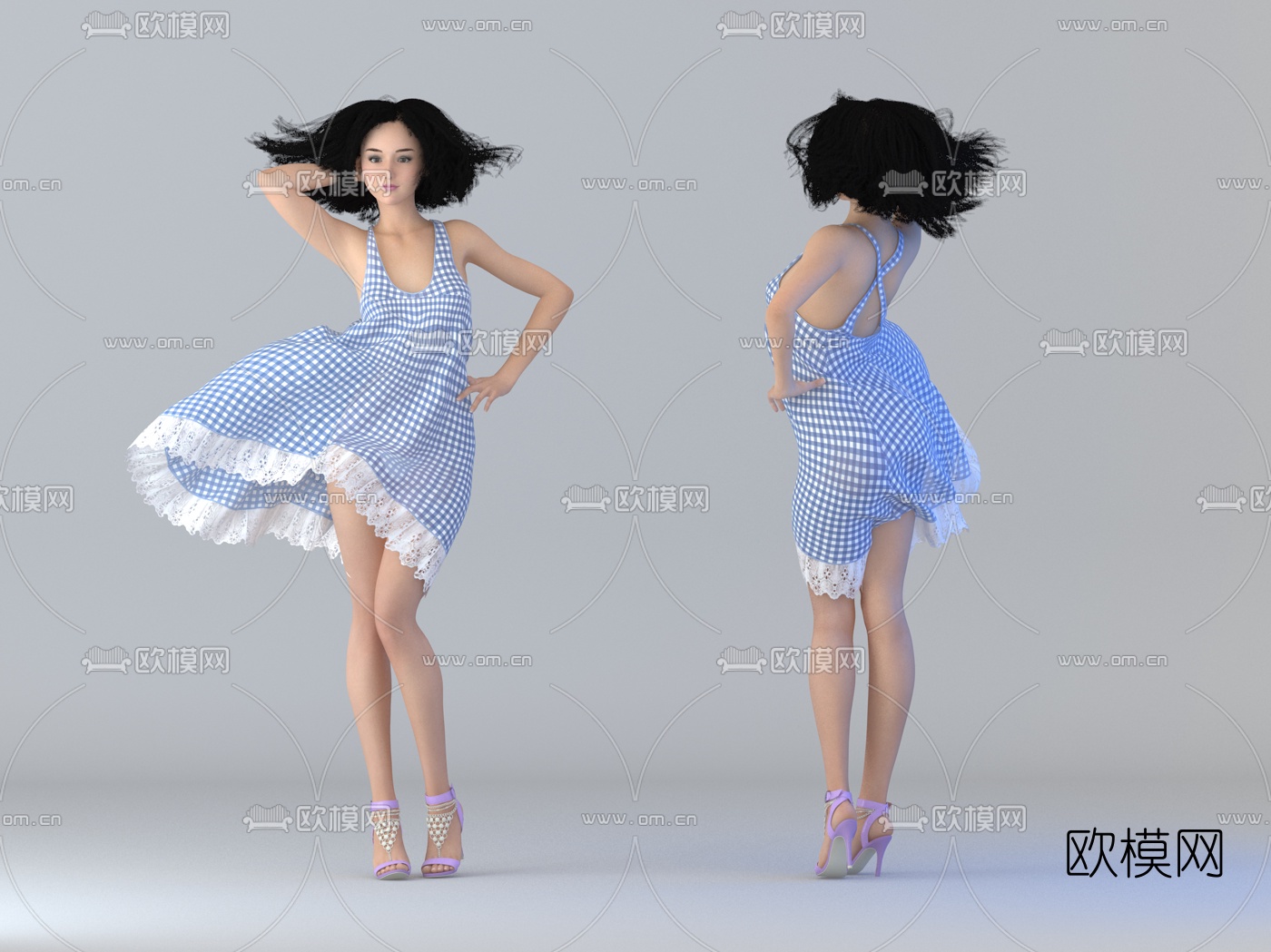 现代美女站姿3d模型