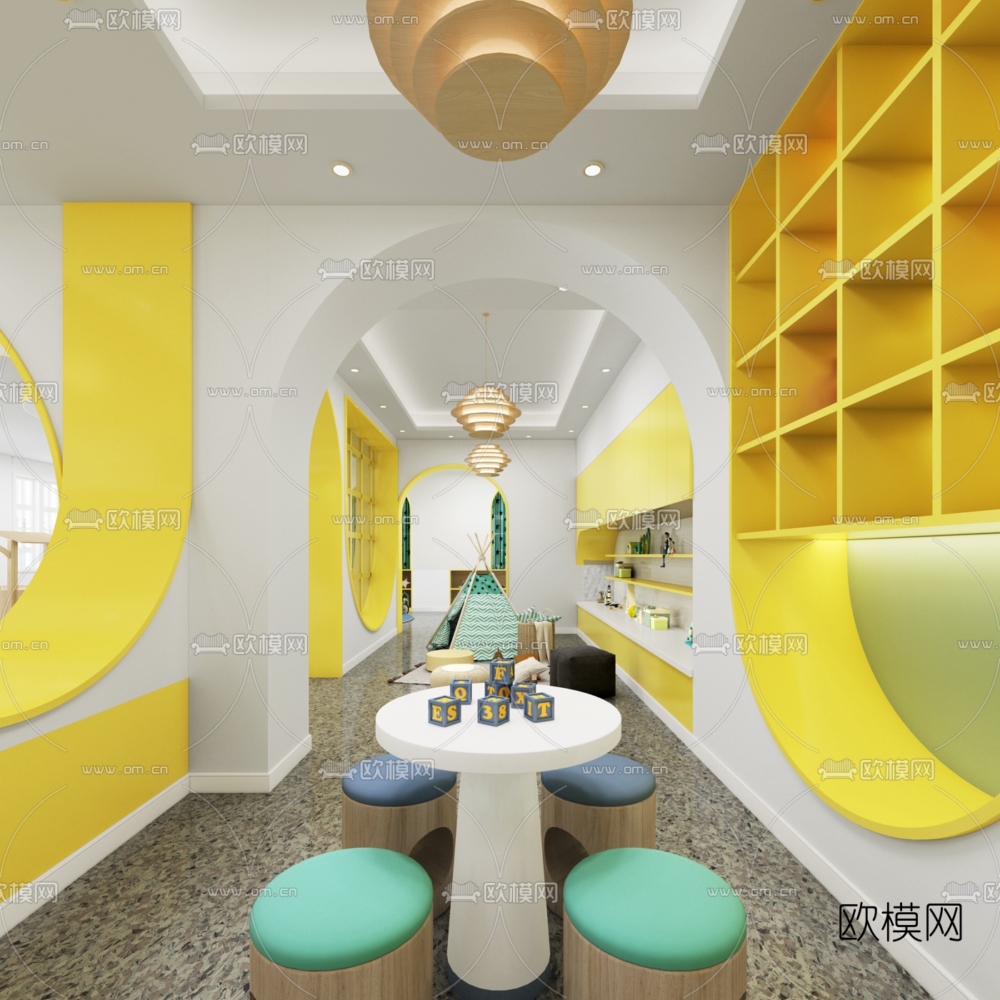 北欧幼儿园课室活动中心3d模型下载（渲染图3）