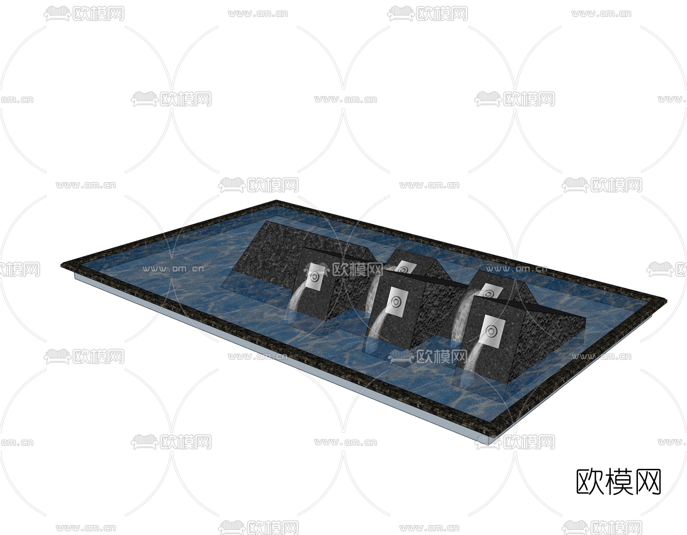 现代喷泉水景免费su模型下载
